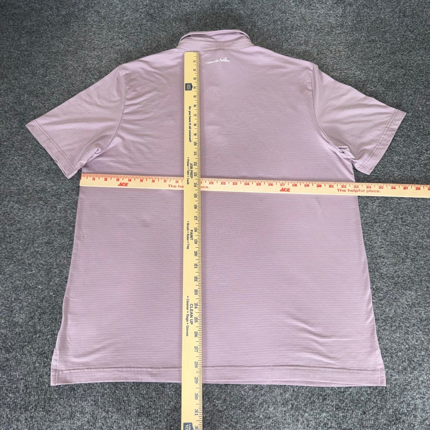 Travis Mathew Polo Shirt Mens XL Purple Striped Golf Performance Short Sleeve