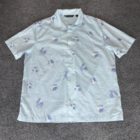 Travis Mathew Hawaiian Shirt Mens Large Blue Floral Short Sleeve Button Up Golf