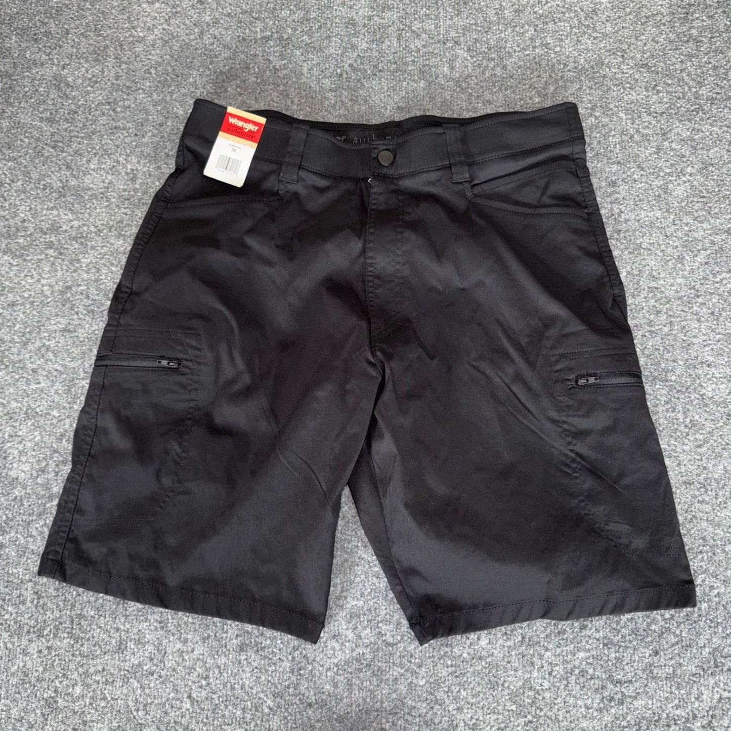 Wrangler Authentics Cargo Shorts Mens 36 Black Outdoor Hiking Workwear Utility