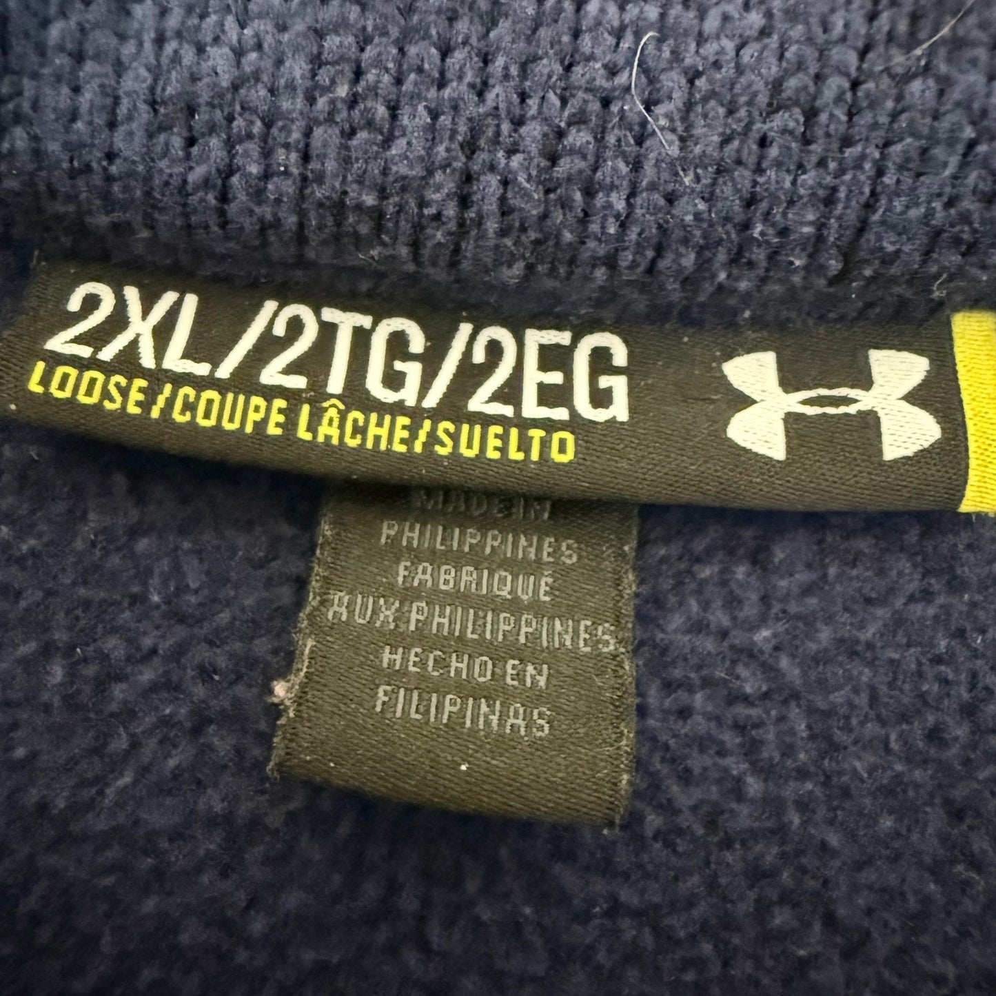 Under Armour Mens 2XL Navy Blue Quarter Snap Sweater Knit Fleece Pullover Casual
