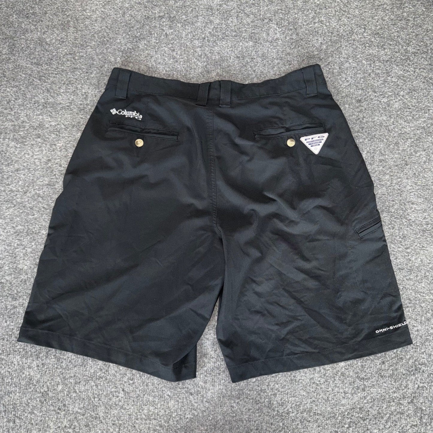 Columbia PFG Mens Black Omni Shield Fishing Shorts 34 Outdoor Stretch Cargo