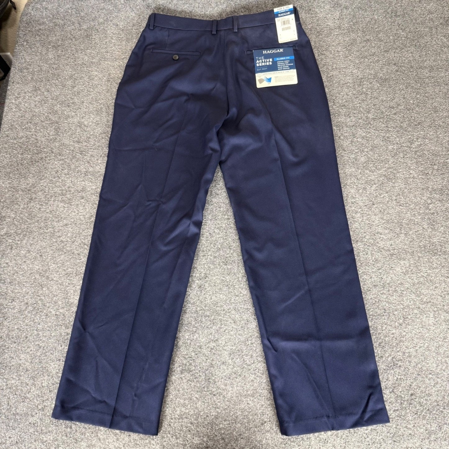 Haggar The Active Series Mens 34x30 Midnight Blue Stretch Herringbone Suit Pants