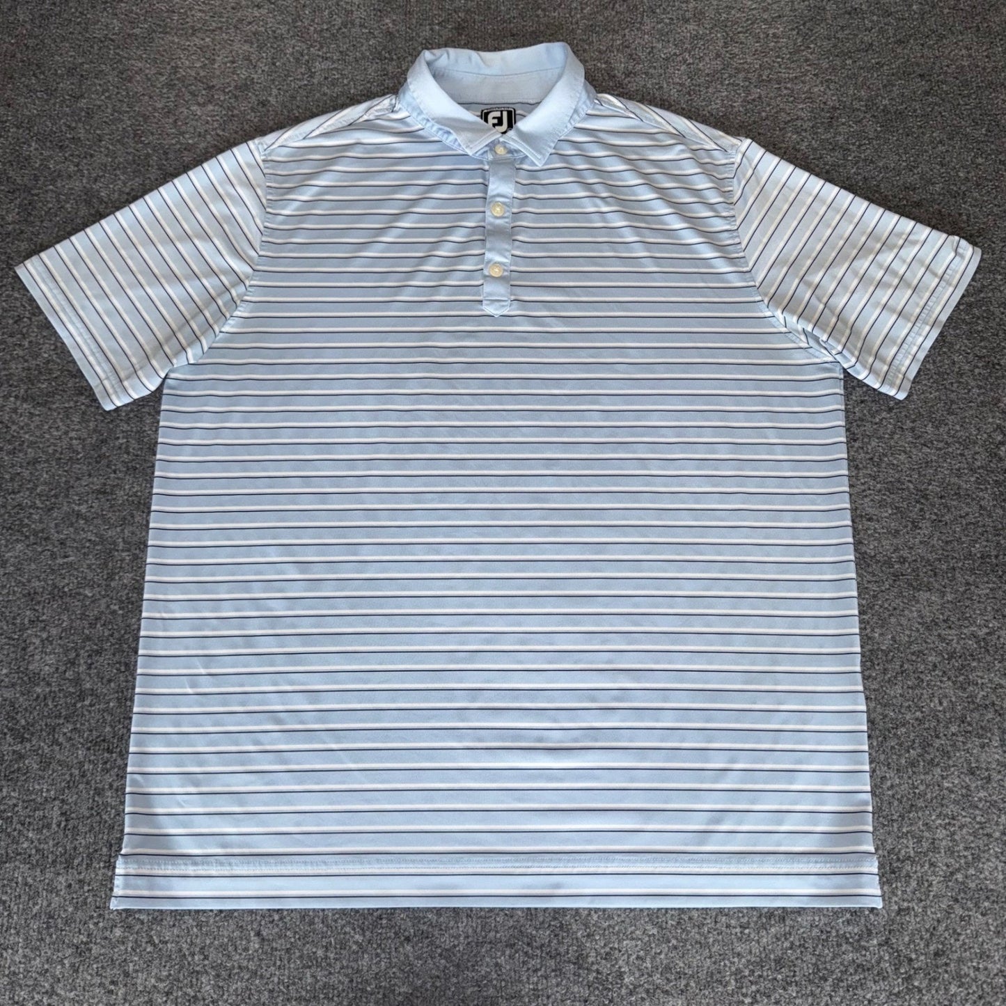 FootJoy Mens XL Athletic Fit Striped Golf Polo Shirt Blue White