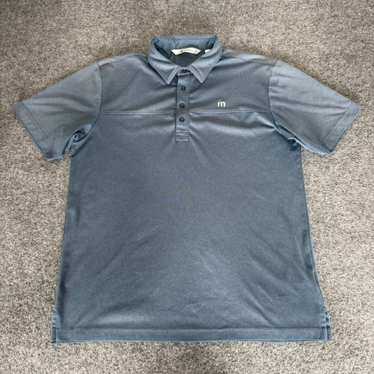 TravisMathew Mens Short Sleeve Performance Golf Polo Shirt Blue Large Casual