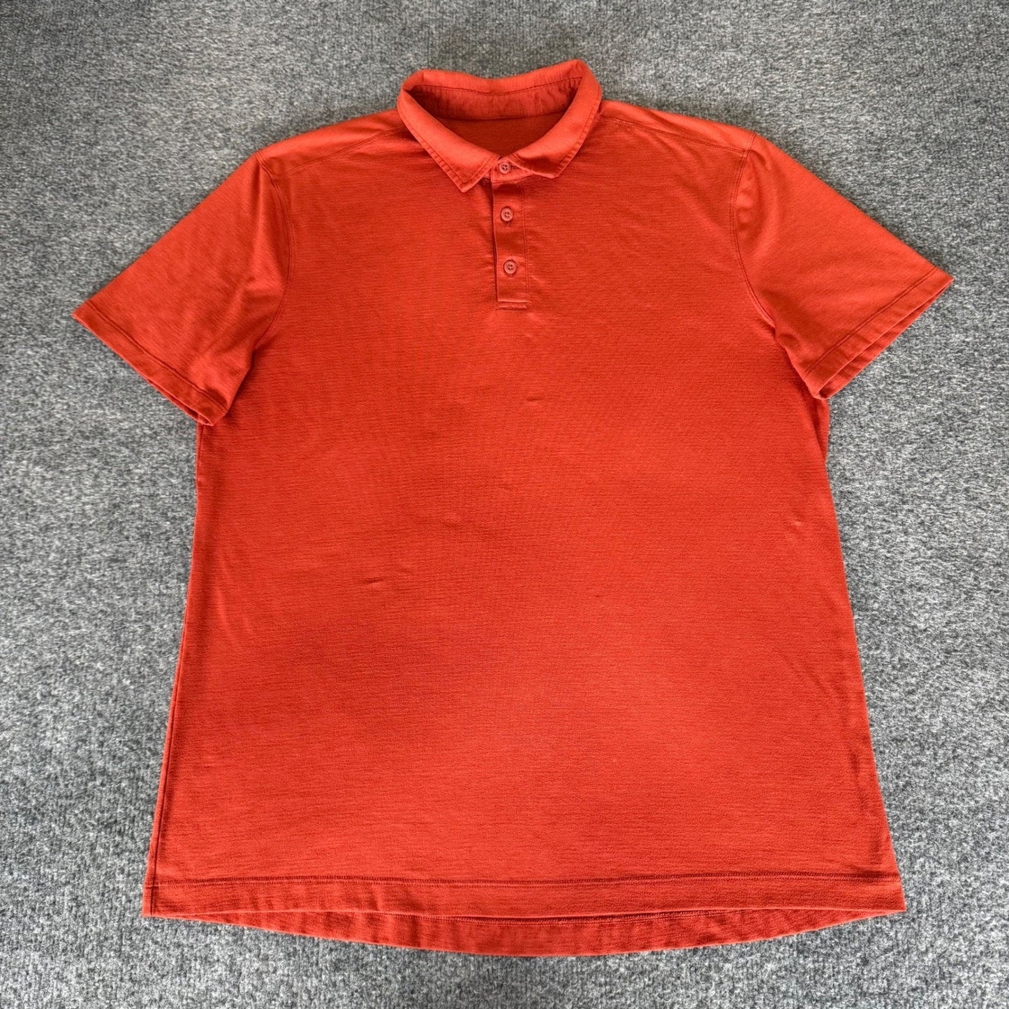 Lululemon Polo Shirt Mens Medium Orange Short Sleeve Preppy Casual Stretch Golf