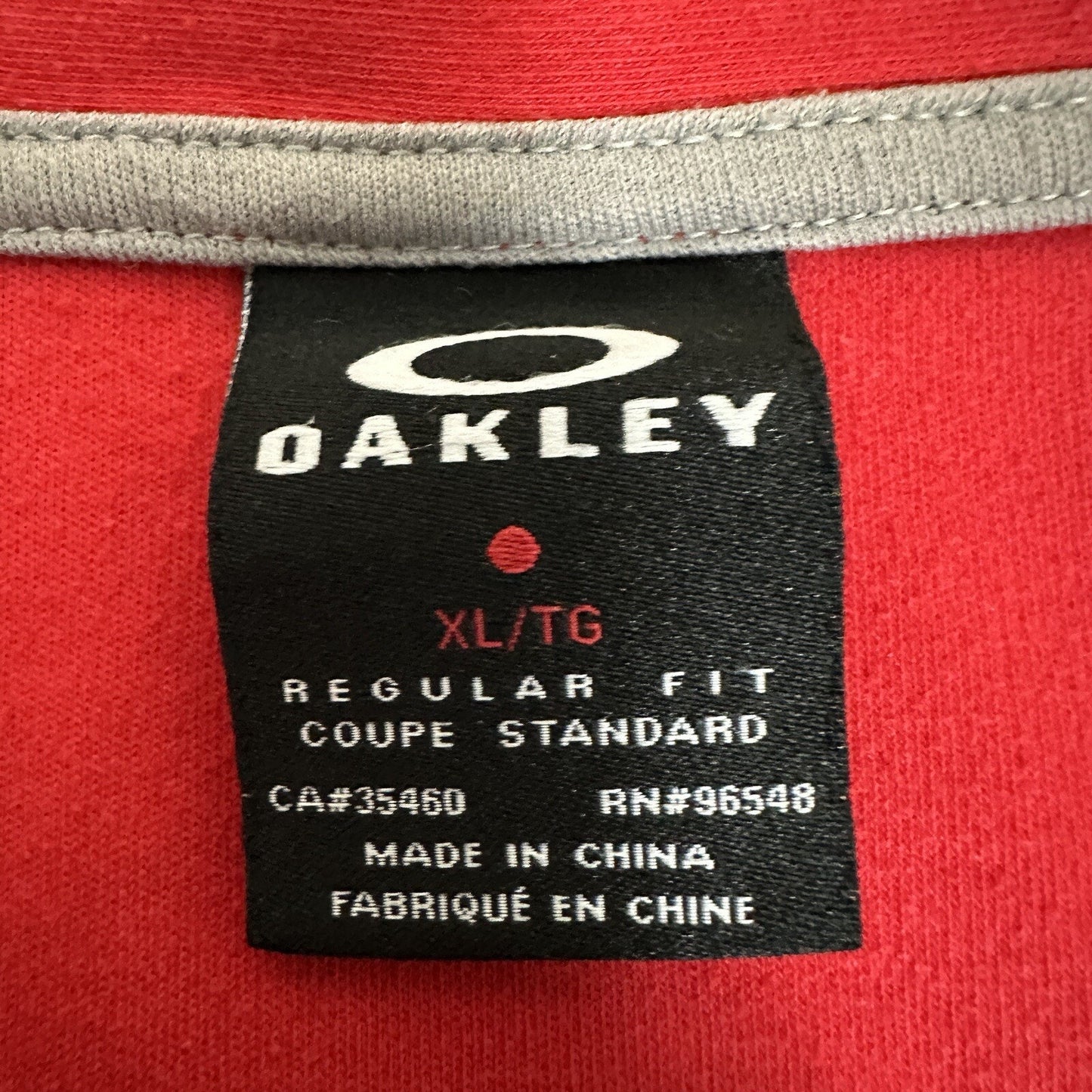 Oakley Polo Shirt Mens XL Red Solid Short Sleeve Golf Activewear Pocket Adult