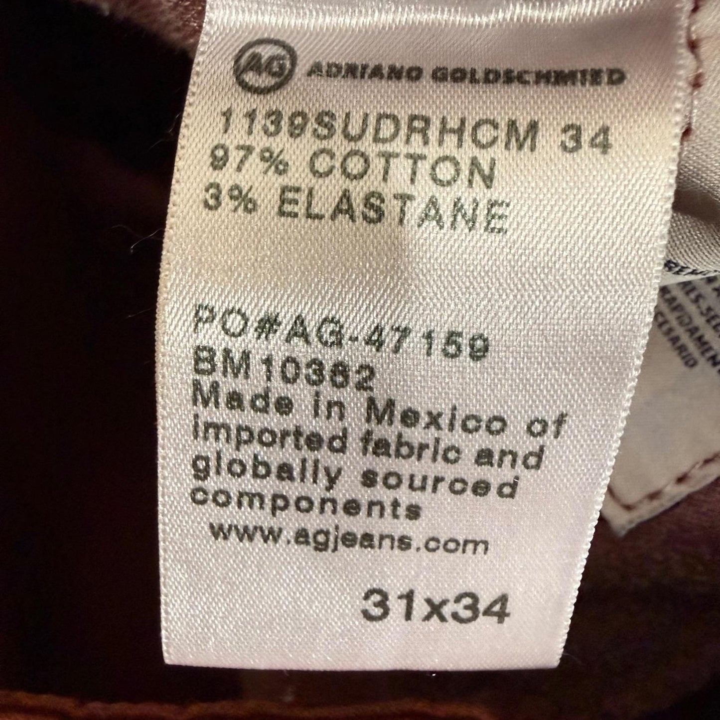 AG Adriano Goldschmied Dylan Slim Skinny Pants Mens 31x34 Clay Brick Red Casual