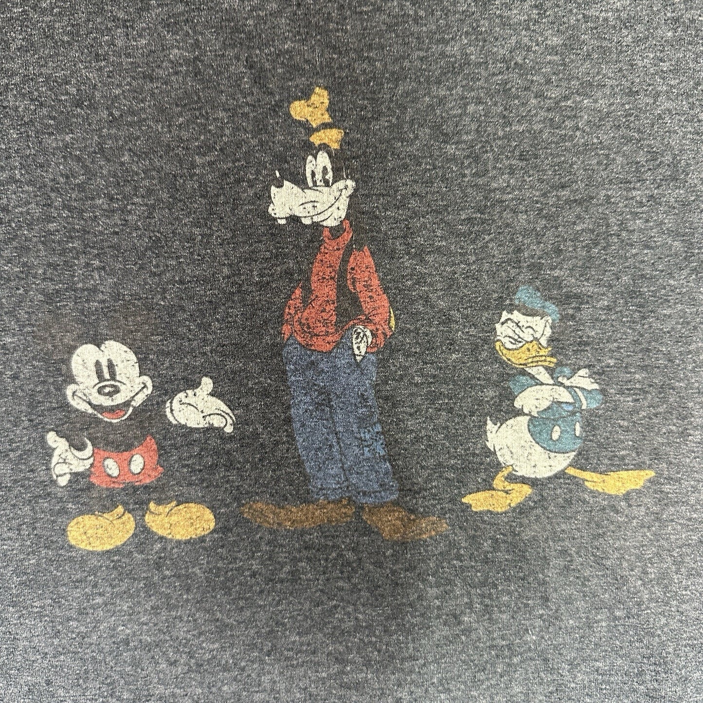Disney Store T-Shirt Mens XL Gray Black Donald Duck Mickey Goofy Long Sleeve VTG