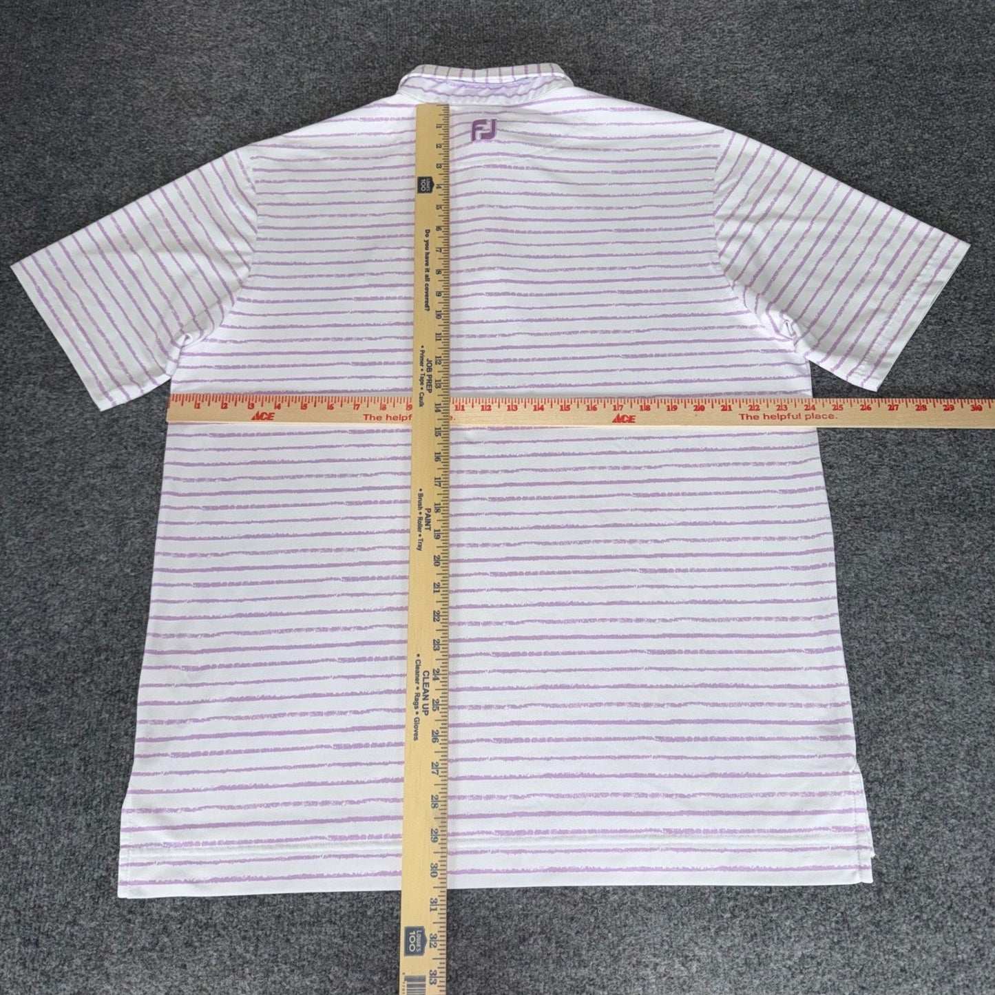 FootJoy FJ Polo Shirt Men L Purple Stripe Performance Golf Athletic Short Sleeve
