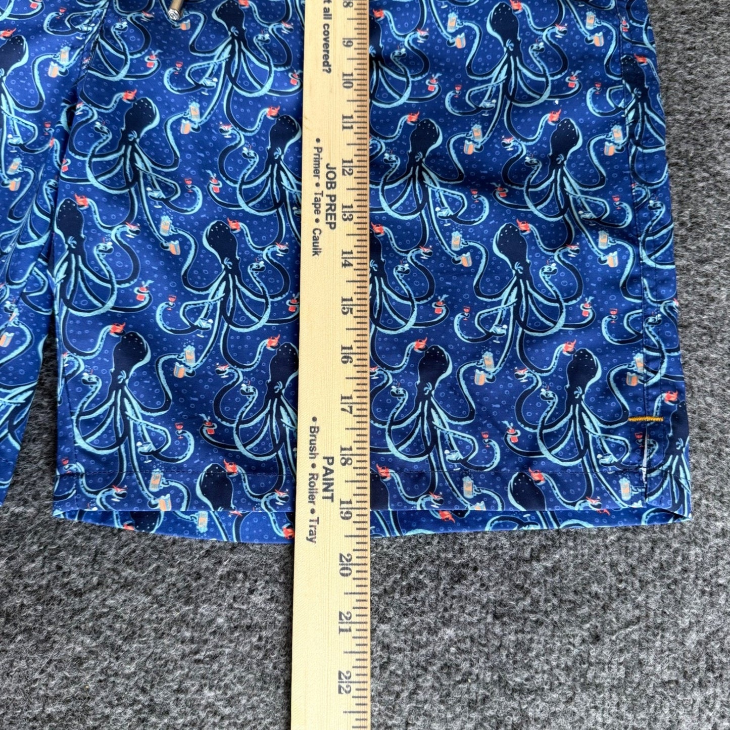 Peter Millar Mens Blue Octopus Cocktail Print Swim Trunks Large Size 40 Beach