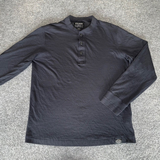 CC Filson Henley Shirt Mens Medium Navy Blue Long Sleeve Cotton Outdoor Workwear