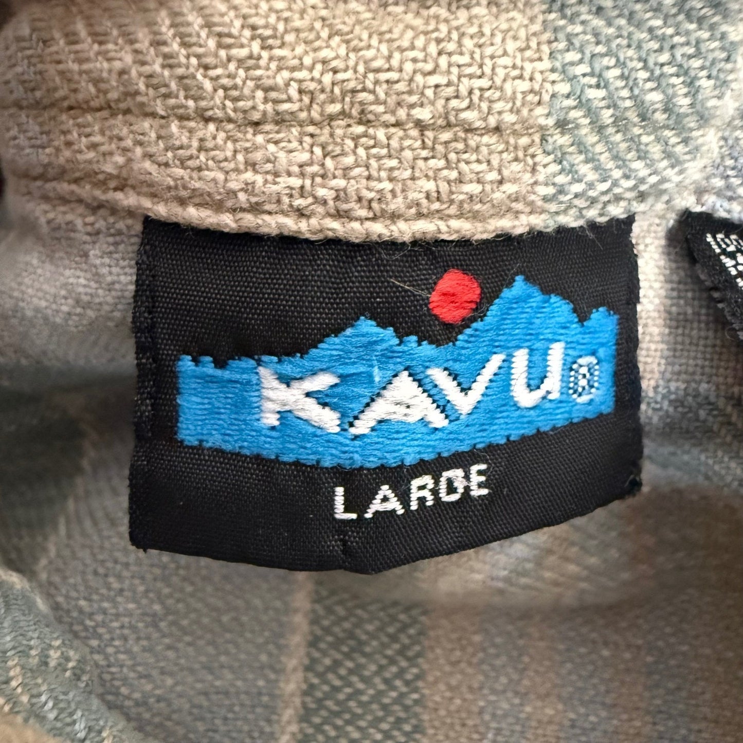 Kavu Mens Large Plaid Flannel Button Up Shirt Cotton Long Sleeve Outdoor Casual