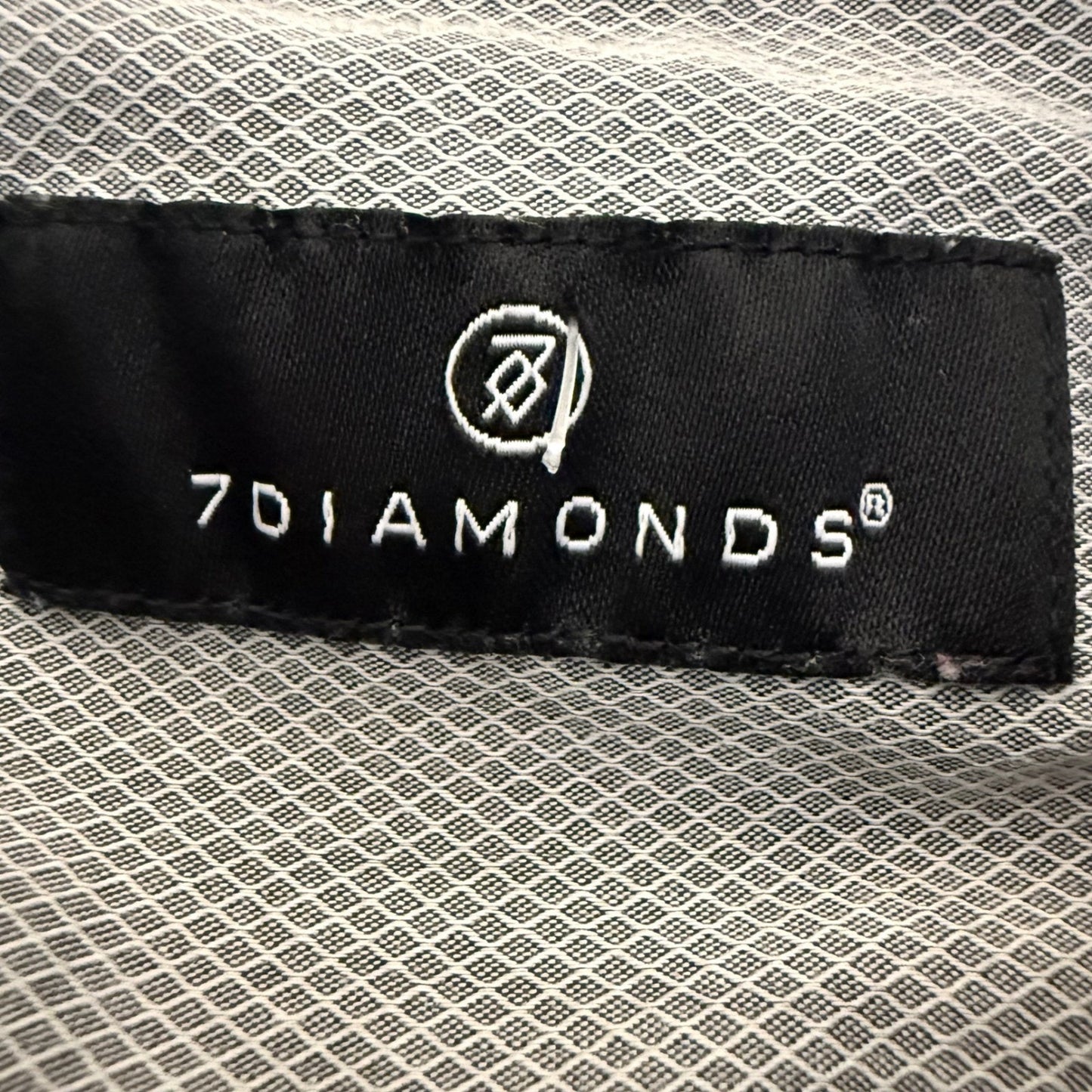 7 Diamonds Shirt Mens Large Gray Diamond Grid Short Sleeve Button Down Casual