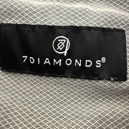 7 Diamonds Shirt Mens Large Gray Diamond Grid Short Sleeve Button Down Casual