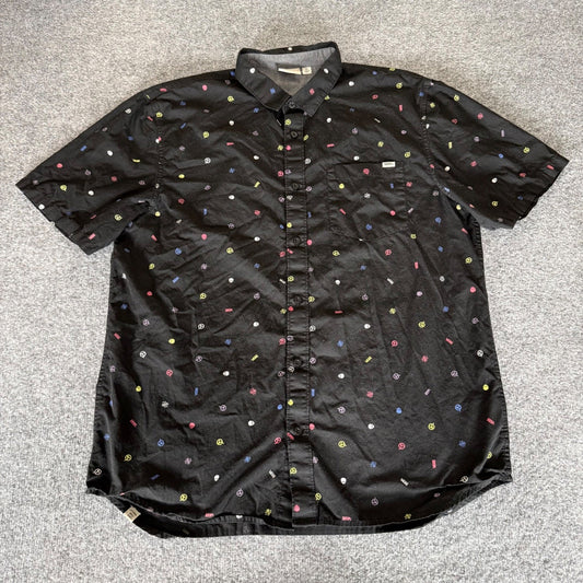 Vans Shirt Mens XL Short Sleeve Button Up Black AOP Skate Casual Streetwear