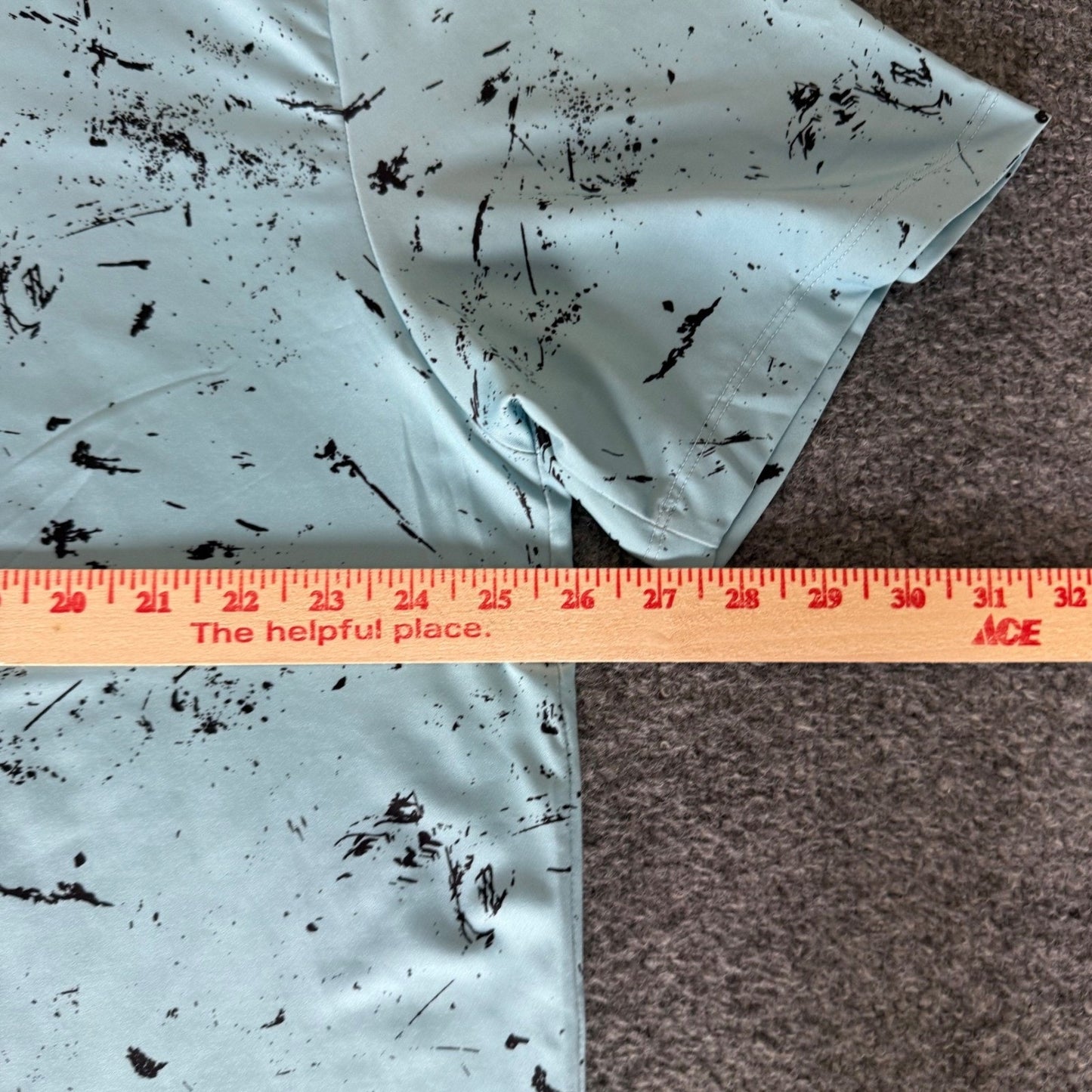 Byrdgang Mens 2XL Golf Polo Shirt Blue Black Paint Splatter Short Sleeve Stretch