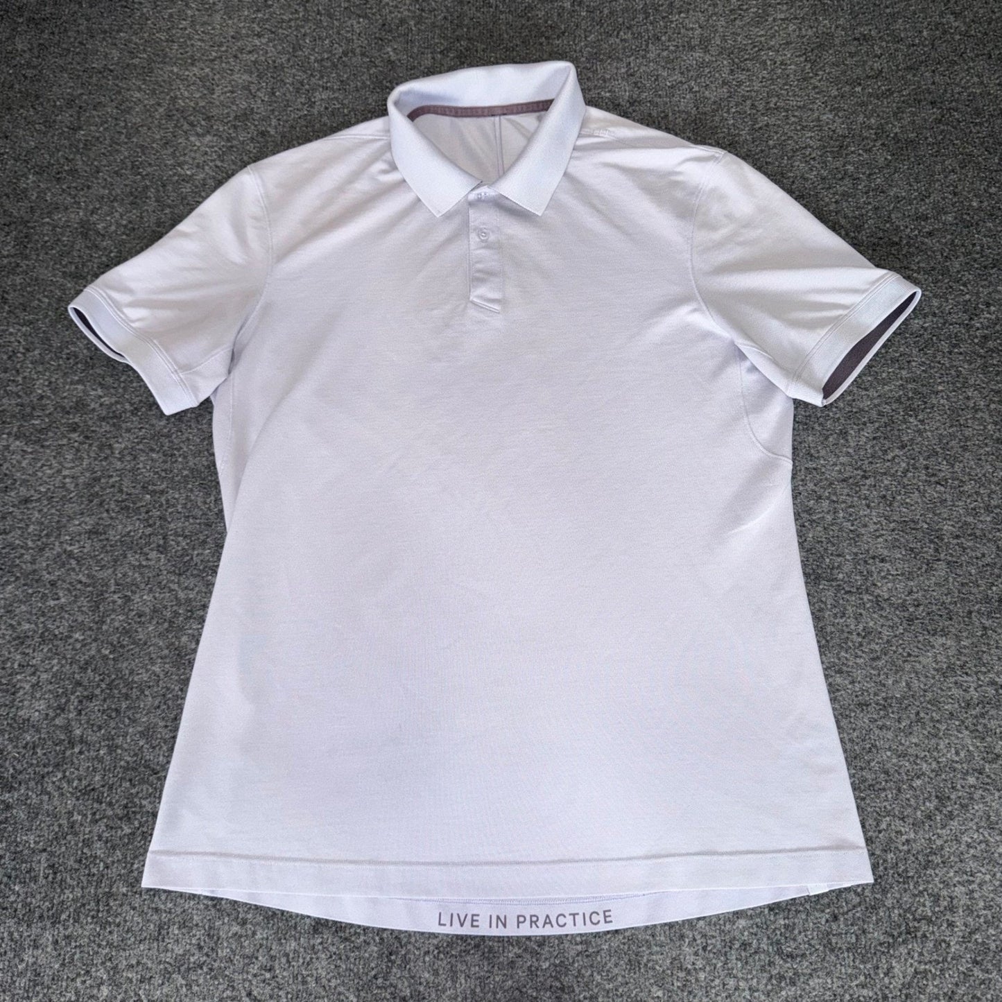 Lululemon Polo Shirt Mens Medium Lavender Short Sleeve Performance Athletic Golf