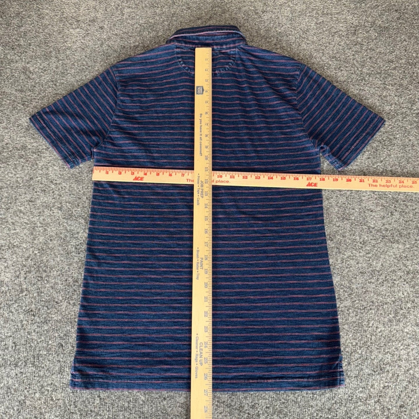 Faherty Polo Shirt Men Small Blue Striped Short Sleeve Cotton Casual Surf Preppy