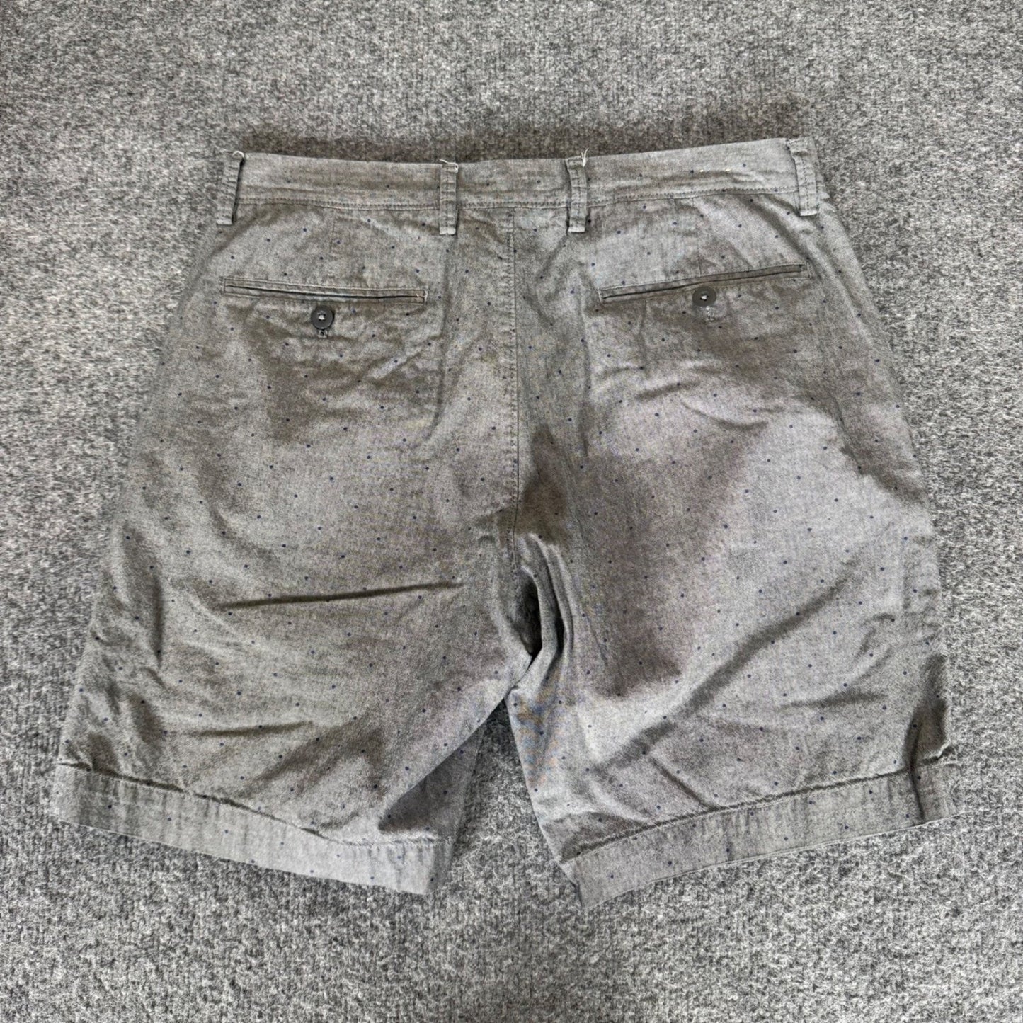 J.Crew Mens 32 Gray Blue Polka Dot Chino Shorts Cotton Casual Flat Front Summer