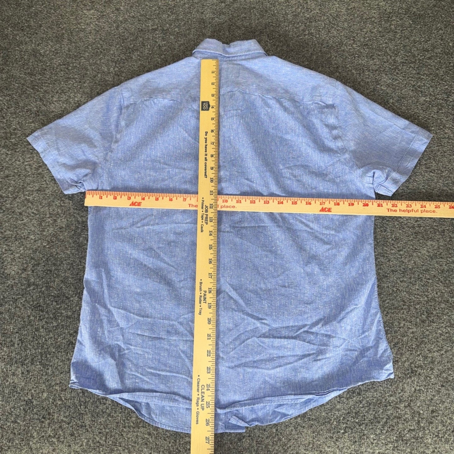 Twillory Untuckable Shirt Mens Medium Tailored Fit Blue Linen Blend Short Sleeve