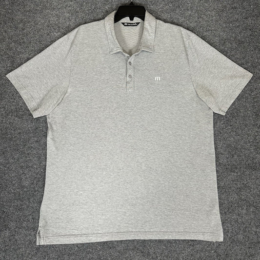 Travis Mathew Polo Shirt Mens 2XL Grey Solid Golf Short Sleeve XXL Casual Adult