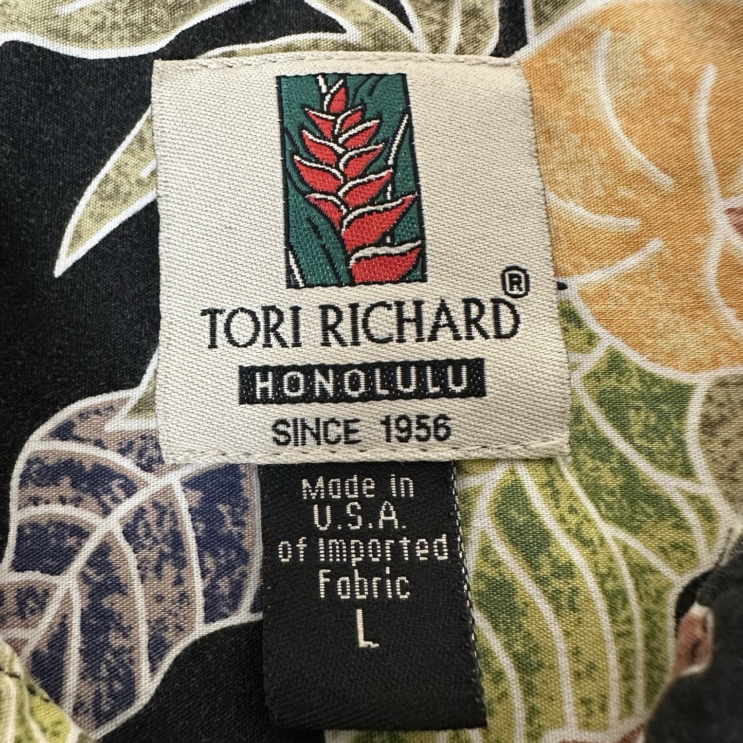 Tori Richard Polo Hawaiian Shirt Mens Large Floral Short Sleeve Pocket VTG Adult