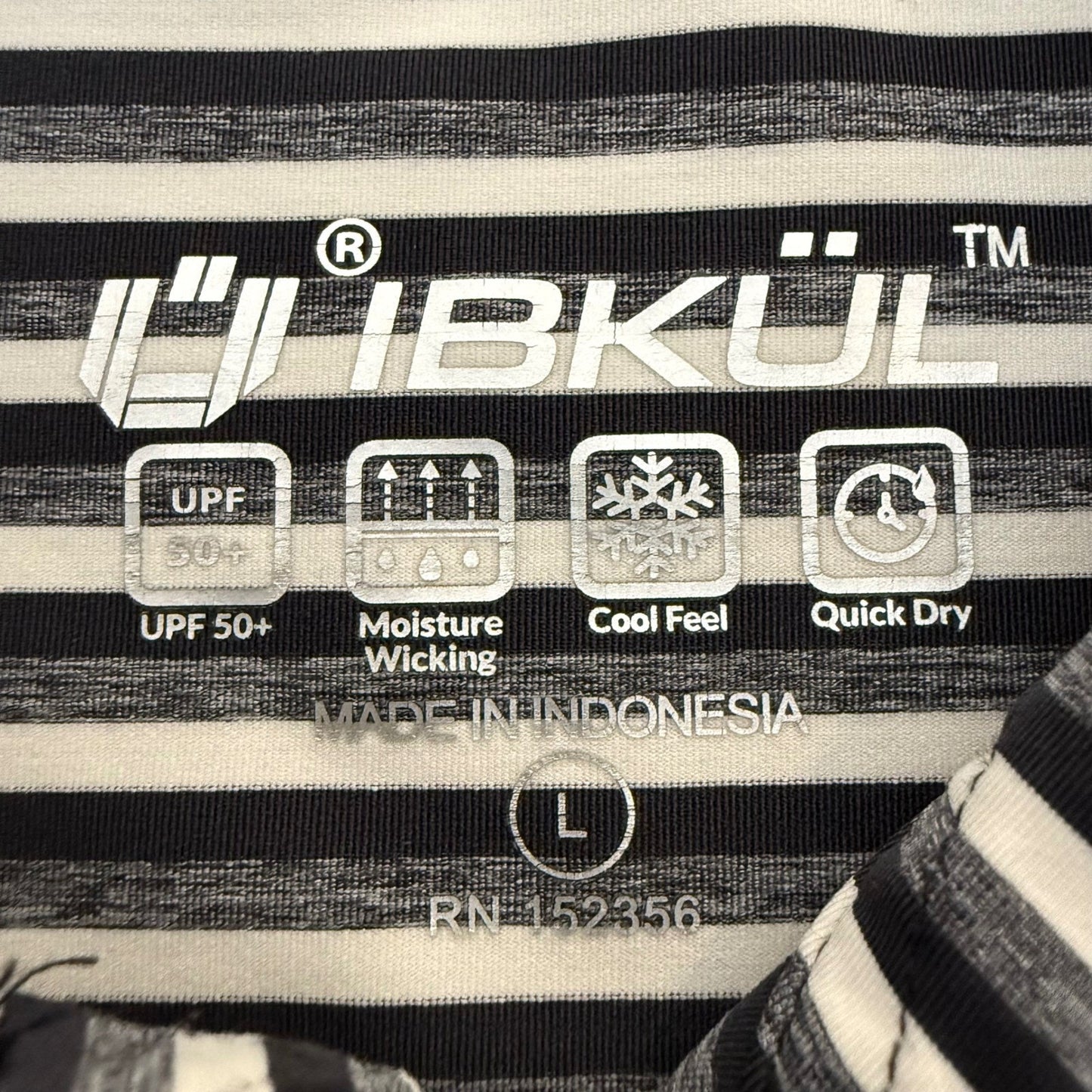 IBKUL Golf Polo Shirt Mens Large Striped Short Sleeve Performance Athletic Top