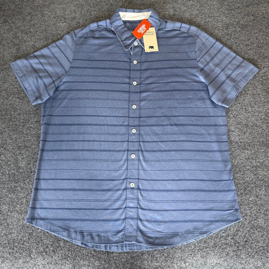 The Normal Brand Active Puremeso Shirt Mens XXL Blue Striped Short Sleeve Soft