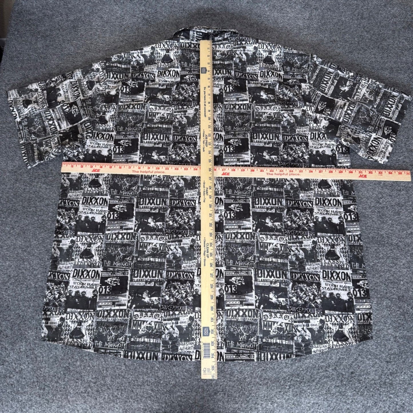 DIXXON Flannel Co Mens 4XL Short Sleeve Button Up Shirt AOP Punk Rock Skate Moto