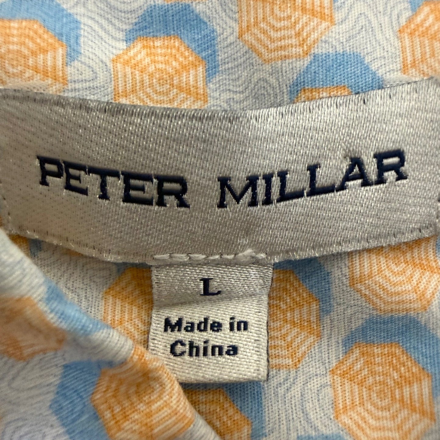 Peter Millar Mens Large Umbrella Short Sleeve Button Up Shirt Golf Casual Summer