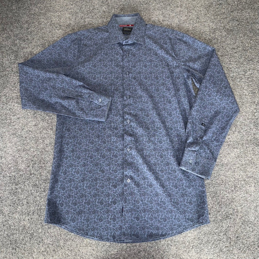 Buffalo David Bitton Mens Blue Paisley 4-Way Stretch Button Down Shirt Medium