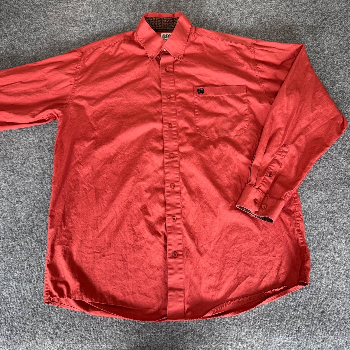 Cinch Western Shirt Mens Medium Red Button Down Long Sleeve Cowboy Rodeo Casual