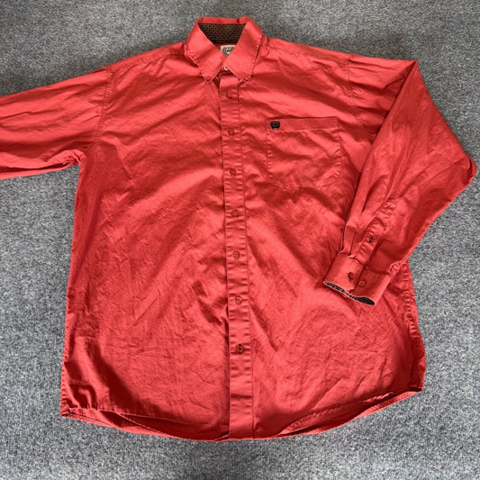 Cinch Western Shirt Mens Medium Red Button Down Long Sleeve Cowboy Rodeo Casual