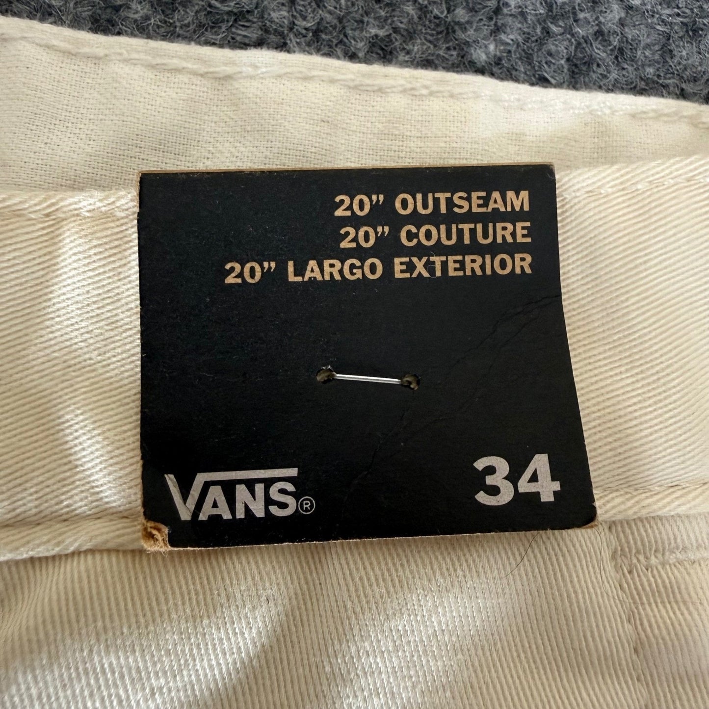 Vans Chino Short Men 34 Beige Flat Front Casual Skate Grunge Streetwear Everyday