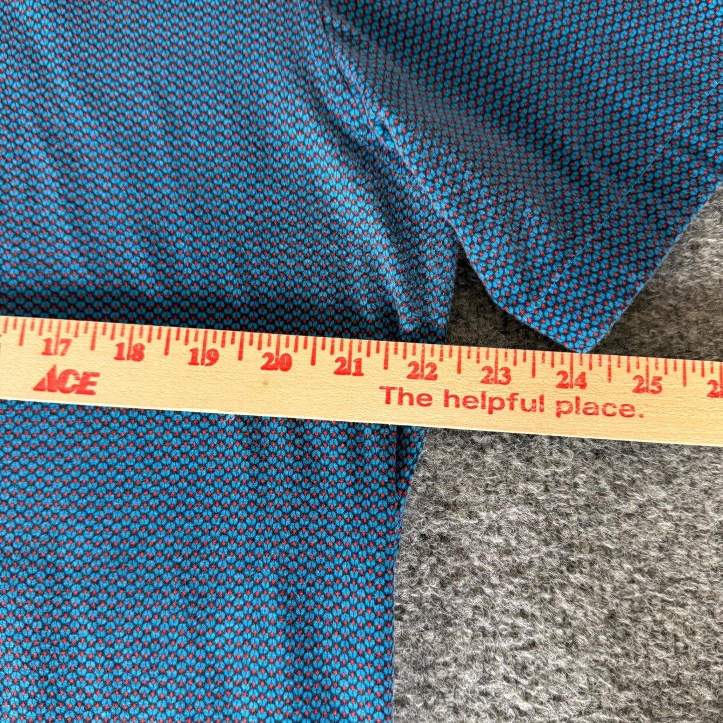 Buttercloth Shirt Men L Blue Geometric Icy Cotton Button Up Short Sleeve Stretch