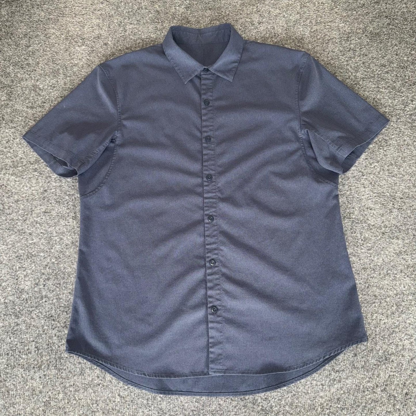 Lululemon Shirt Men Large Blue Short Sleeve Button Up Casual Lightweight Stretch