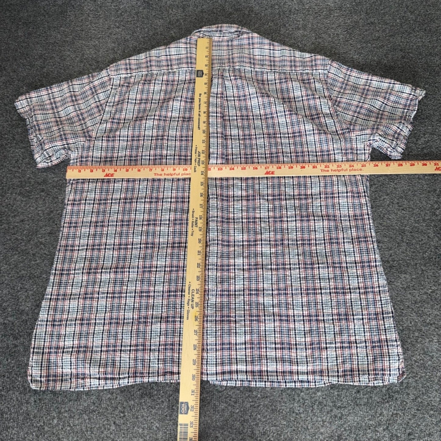Barbour Seersucker Mens XXL Short Sleeve Button Up Shirt Plaid Cotton Blue Red