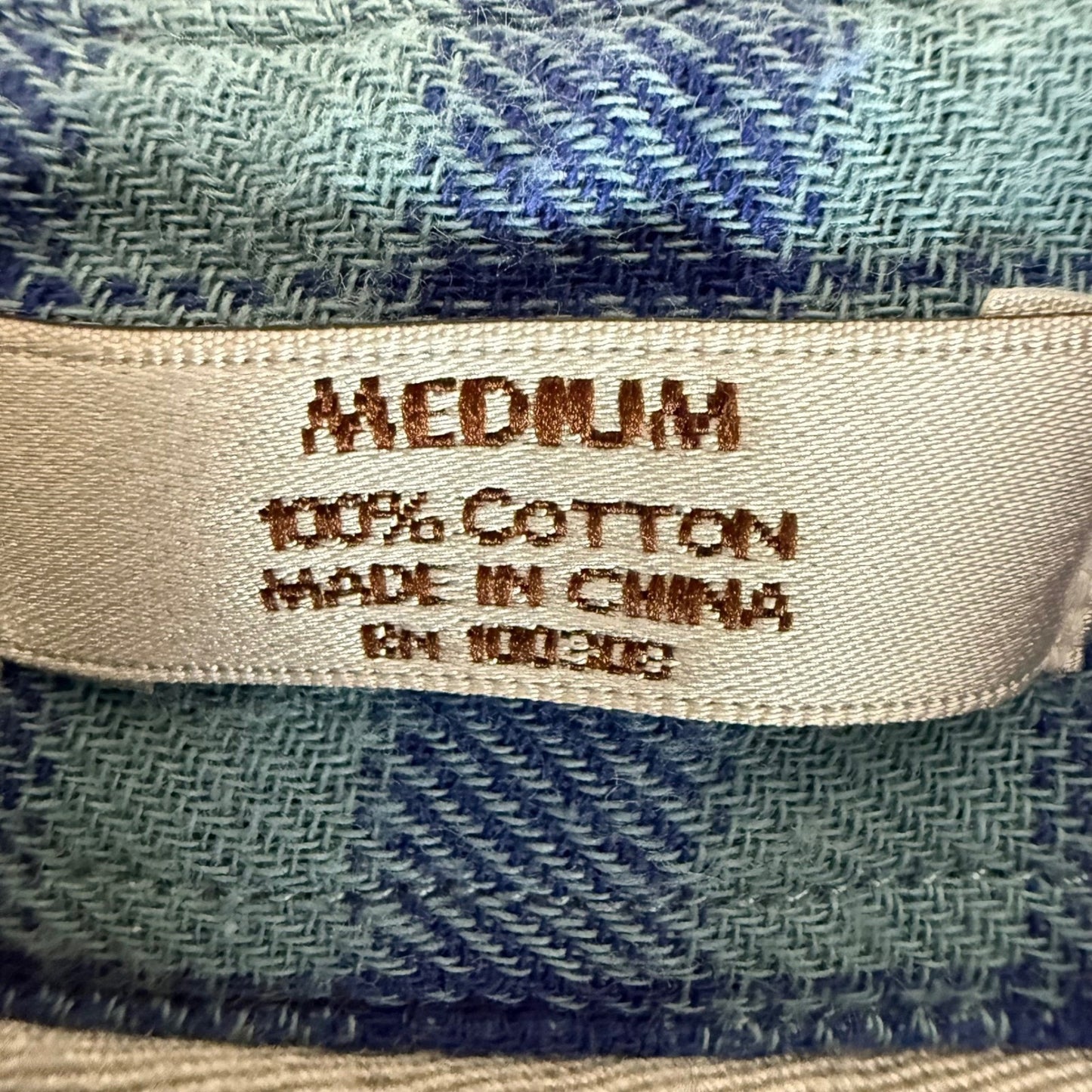 Peter Millar Mountainside Blue Gingham Cotton Flannel Shirt Mens Medium Casual