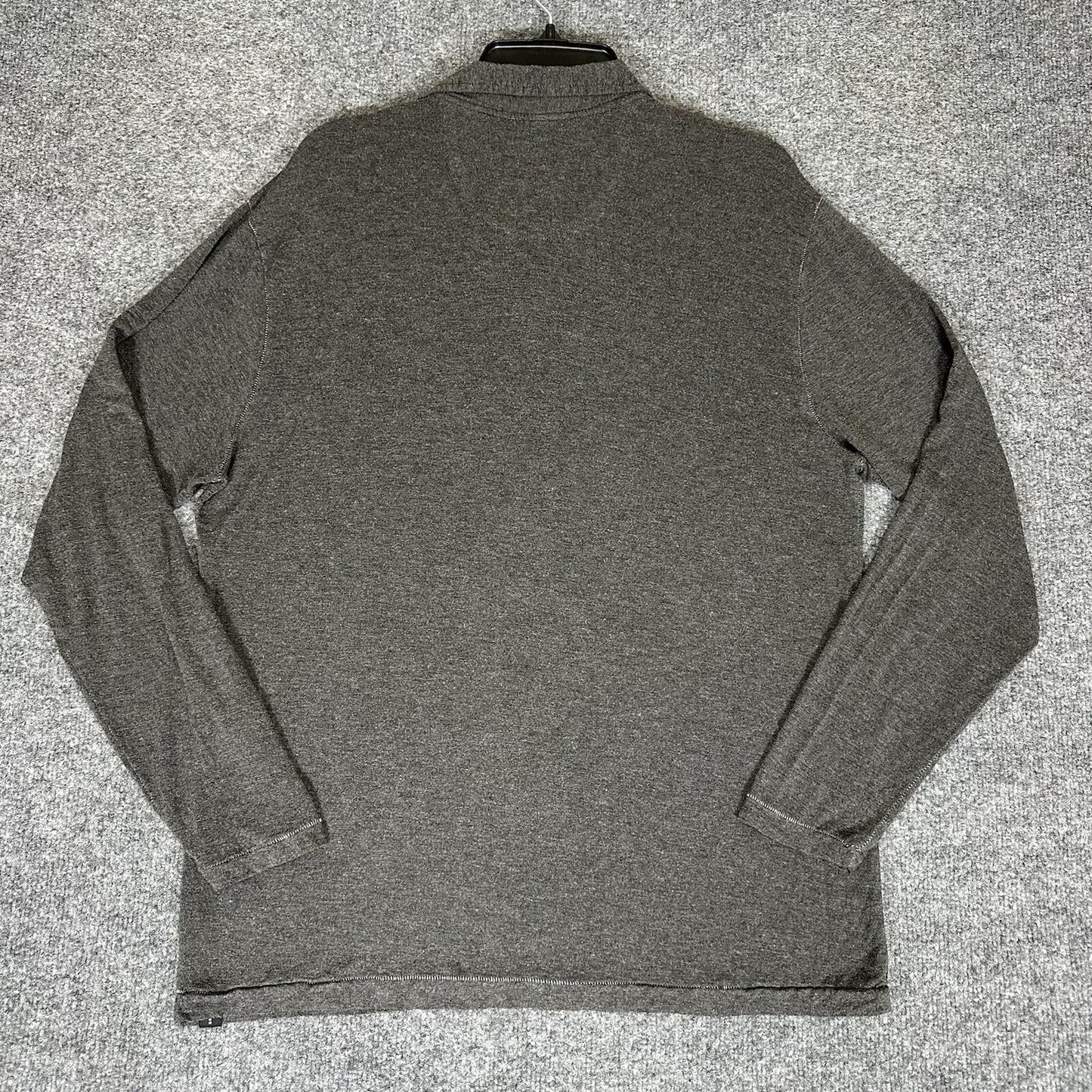 prAna Polo Short Mens M Grey Solid Long Sleeve Pocket Gorpcore Pullover Adult