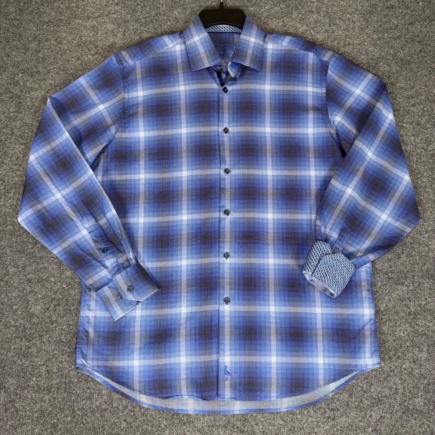 Tailorbyrd Shirt Men's Large Blue Plaid Button Up Long Sleeve Casual Cotton