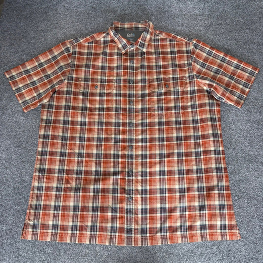 Croft & Barrow Mens XXLT Orange Plaid Quick Dry Short Sleeve Button Down Shirt