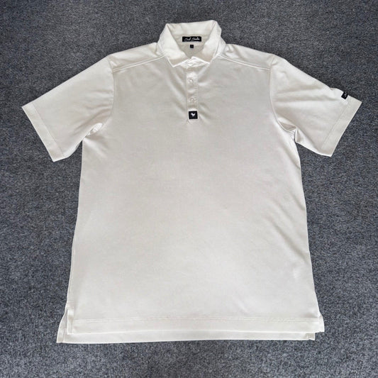 Bad Birdie Golf Polo Shirt Mens S Cream Short Sleeve Performance Athletic Casual