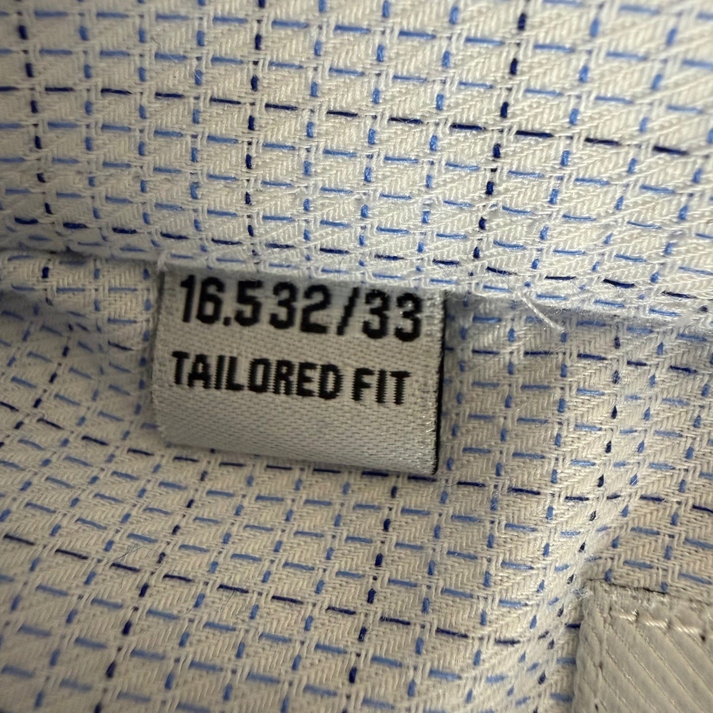 Twillory Men Safe Cotton Non-Iron Tailored Fit Dress Shirt Blue White 16.5 32/33