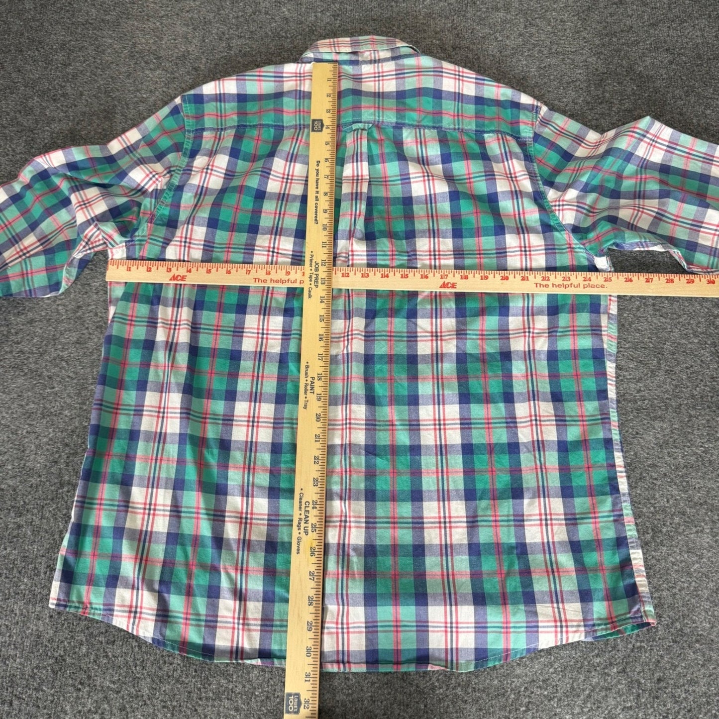 Chaps Mens XL Easy Care Plaid Button Down Shirt Green Blue Pink Long Sleeve
