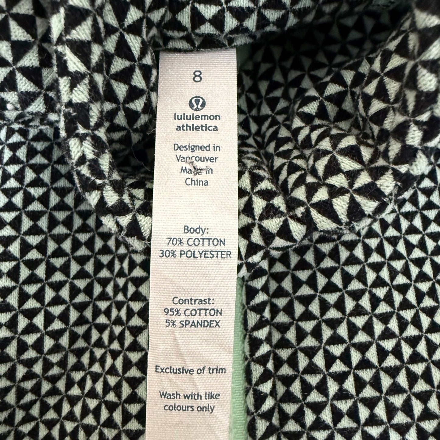 Lululemon Scuba Hoodie Womens Size 8 Mint Green Geometric Full Zip Sweatshirt