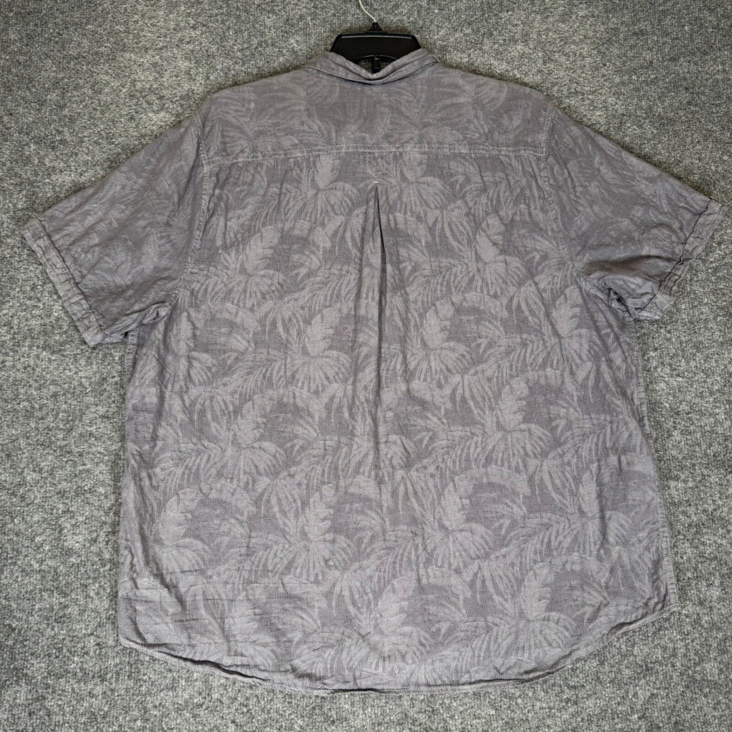 Tommy Bahama Shirt Men's 2XL Grey Palm Tree Print Short Sleeve Button Up XXL