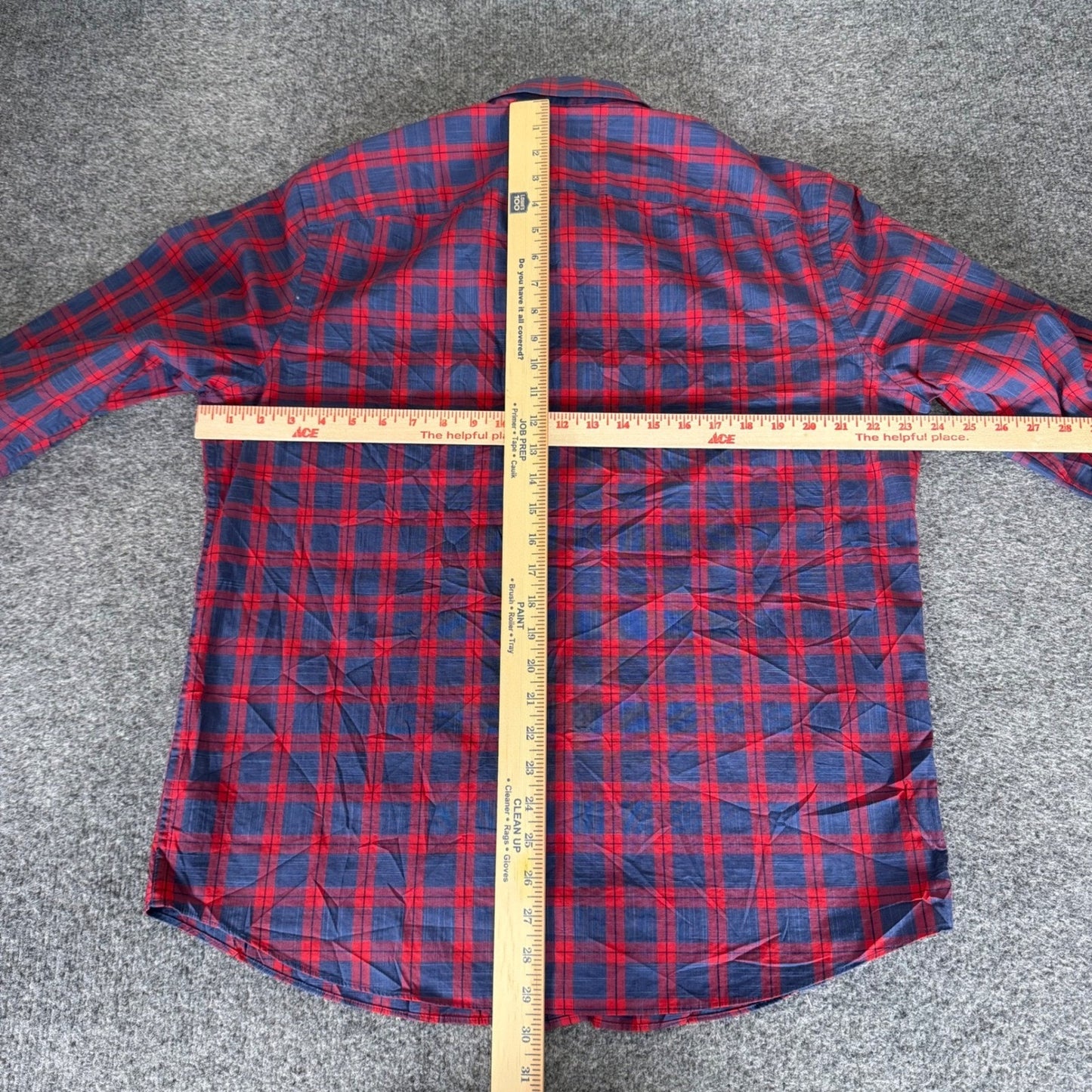 UNTUCKit Mens XL Slim Fit Red Navy Blue Plaid Cotton Long Sleeve Button Up Shirt