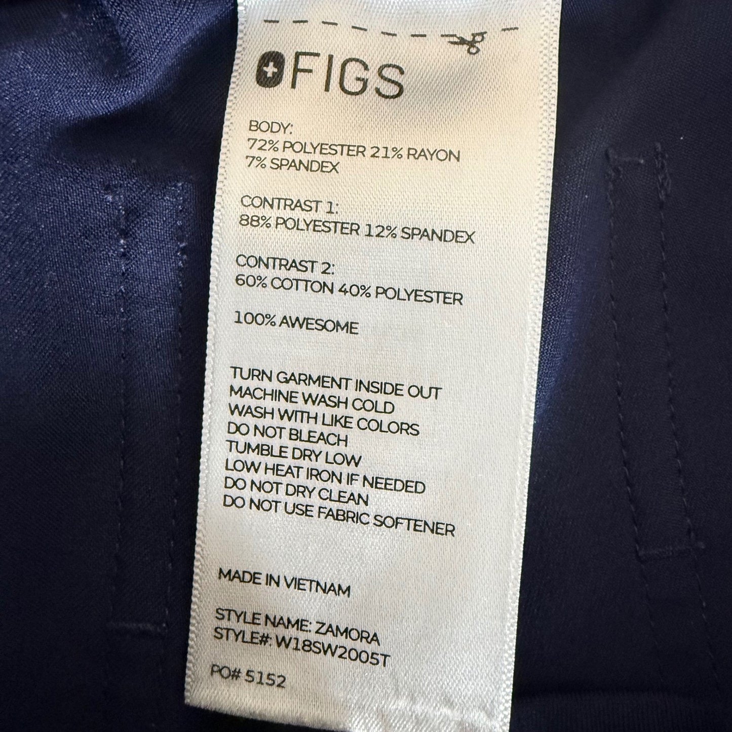 FIGS Zamora Jogger Scrub Pants Womens XXS Tall Navy Blue Stretch Medical Uniform