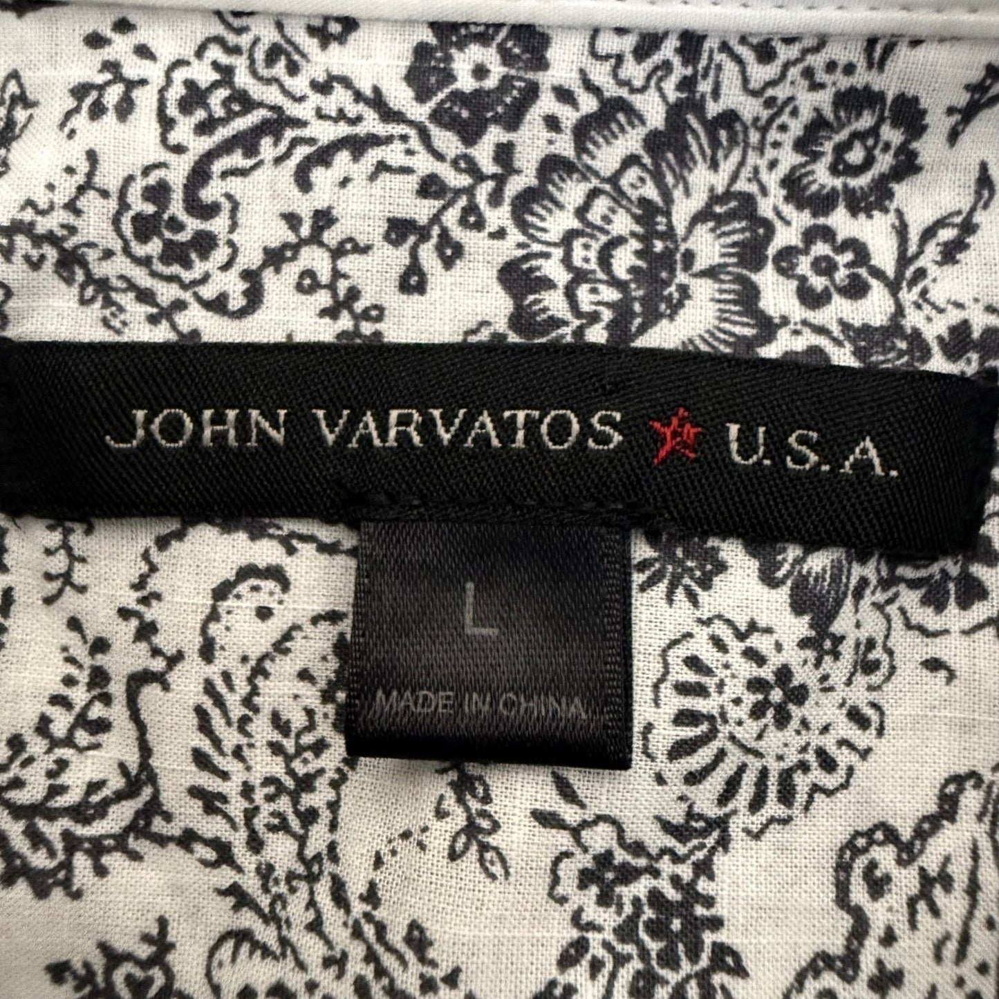 John Varvatos USA Shirt Mens Large Floral Paisley Short Sleeve Button Up Casual
