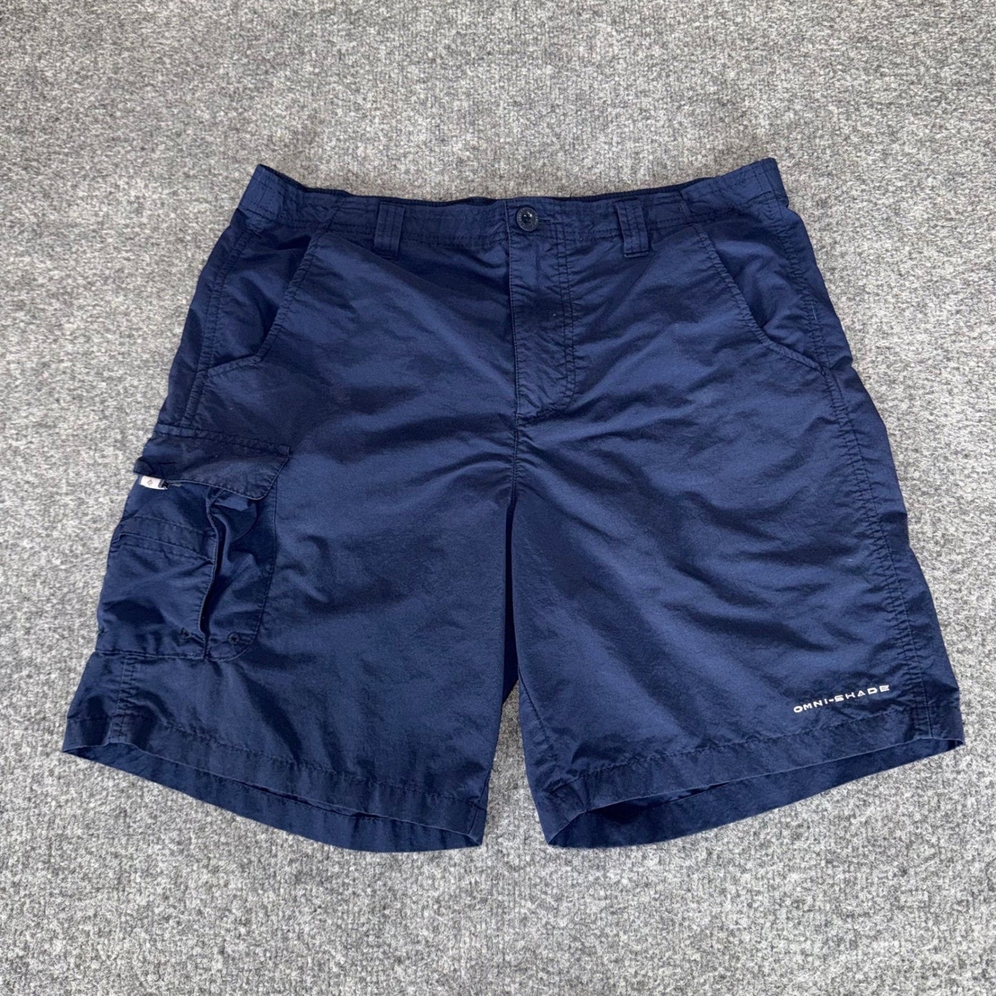 Columbia PFG Cargo Shorts Mens Small 32 Navy Blue Omni Shade Fishing Outdoor